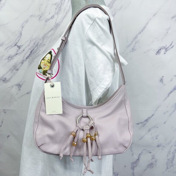 Lucky Brand | Mez Small Leather Shoulder Bag in Gray Lilac - Picture 1 of 10